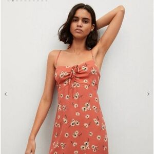 Mango Terracotta Floral Midi Dress